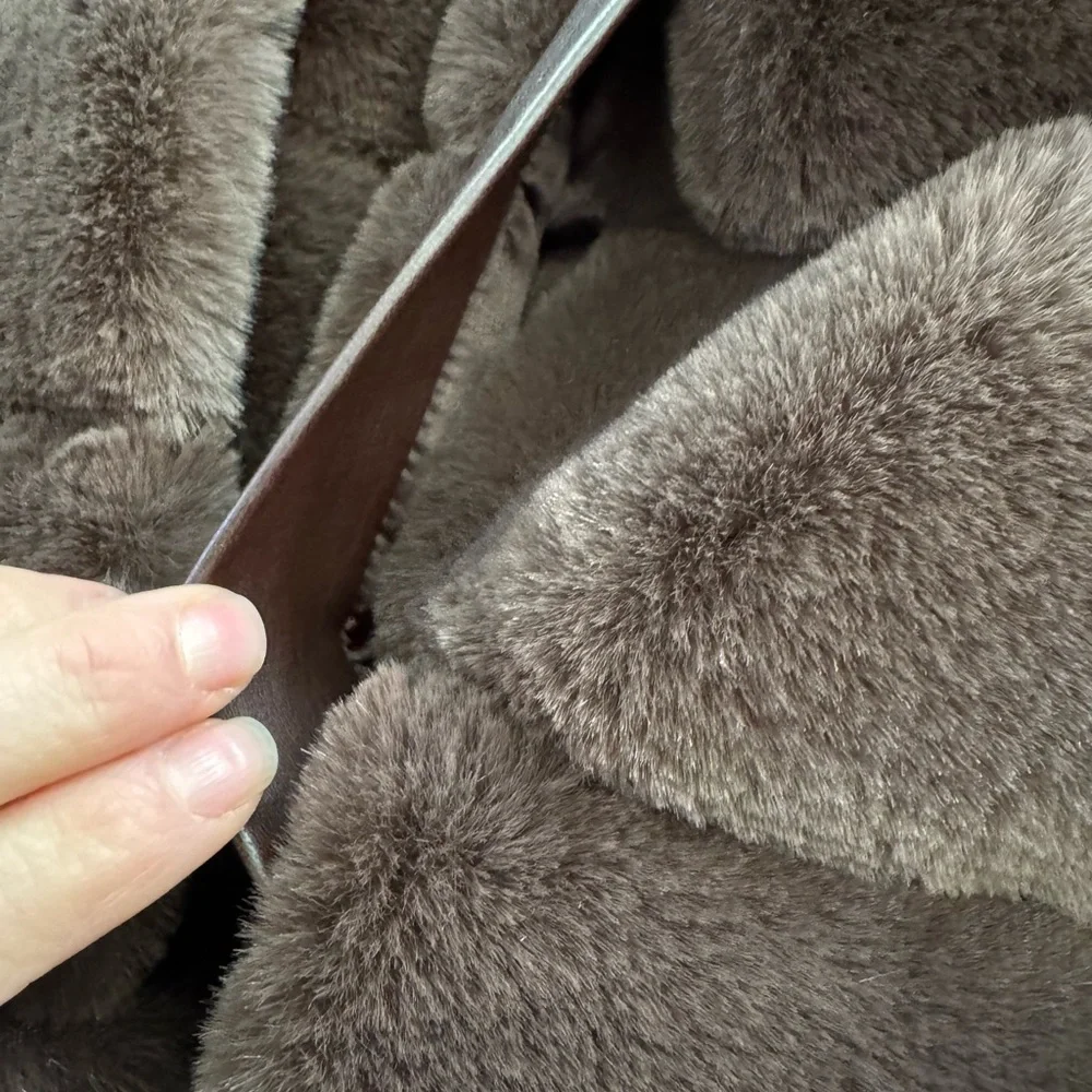 Jones New‎ York Women's Faux Fur Jacket Taupe Size S Coat. NWOT Trench teddy
